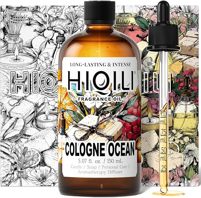 HIQILI Cologne Ocean Fragrance Oil, Sweet Orange & Ocean Scents, for Making Candle, Bath Bombs, Long-Lasting Scents for Home Diffuser - 5.07 Fl Oz