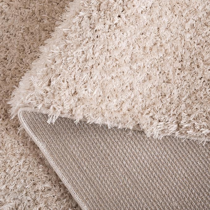 SAFAVIEH Lindsay Shag Collection Area Rug - 4' x 6', Beige, Contemporary Design, Ideal for High Traffic Areas in Living Room, Bedroom & Dining Room (LNS560B-4)
