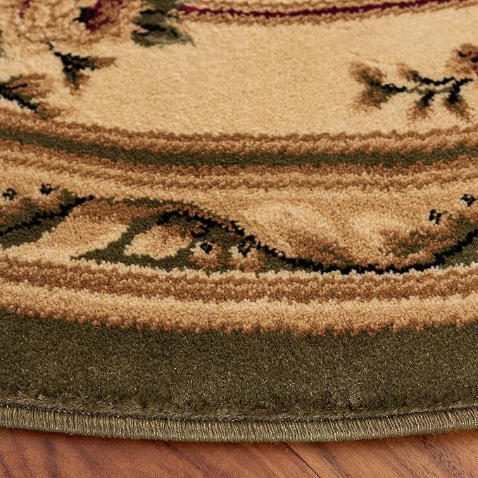 SAFAVIEH Lyndhurst Collection 8' Round Sage / Ivory LNH218B Traditional European Medallion Non-Shedding Dining Room Entryway Foyer Living Room Bedroom Area Rug