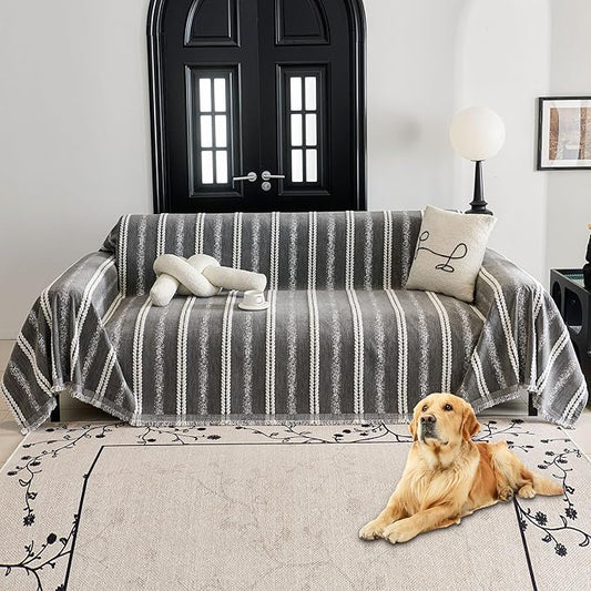 HAOMAIJIA Non Slip Couch Cover Sofa Covers for 3 Cushion Couch Washable sectional Couch Covers for Dogs pet Furniture Protector Couch Cover Blanket for Living Room (TM-Grey, 71"x118")