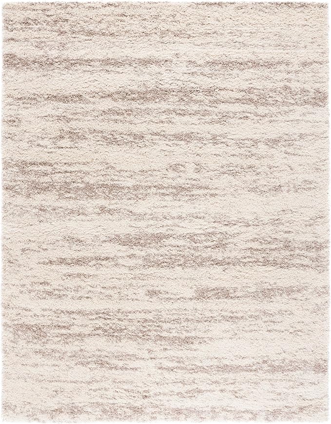 SAFAVIEH Hudson Shag Collection Area Rug - 11' x 15', Ivory/Beige, Geometric Design, Plush 1.9 Inch Thick Ideal for High Traffic Areas in Living Room, Bedroom, Dining (SGH206B)