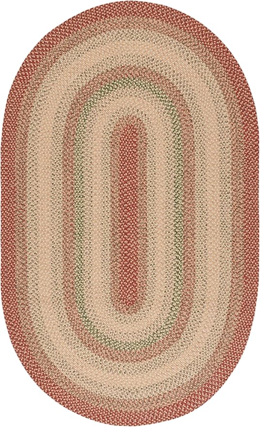 SAFAVIEH Washable Rug Outdoor Braided Collection - 6' x 9' Oval, Rust & Multi, Handmade & Reversible, Non-Shedding & Easy to Clean, Ideal for Patio, Backyard, Mudroom (BRD303A)