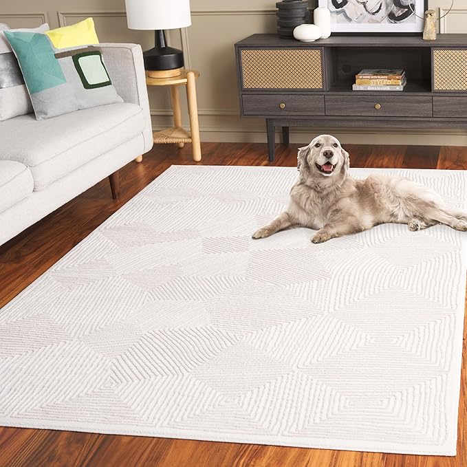 SAFAVIEH Prestige Collection Area Rug - 6' x 9', Ivory & Beige, Non-Shedding & Easy Care, Ideal for High Traffic Areas in Living Room, Bedroom, Dining (PTE120A-6)