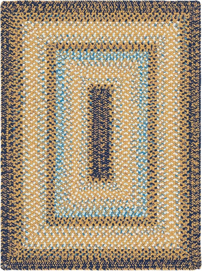SAFAVIEH Washable Rug Outdoor Braided Collection - 3' x 5', Brown & Navy, Handmade & Reversible, Non-Shedding & Easy to Clean, Ideal for Patio, Backyard, Mudroom (BRD303T)