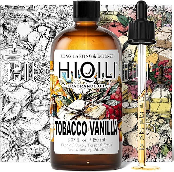 HIQILI Tobacco Vanilla Fragrance Oil for Diffuser, Inspired by T-F.rd Toba-Vanilla, DIY Soap, Candle, Perfume Making, Long Lasting Rich & Spicy Scents - 5.07 Fl Oz