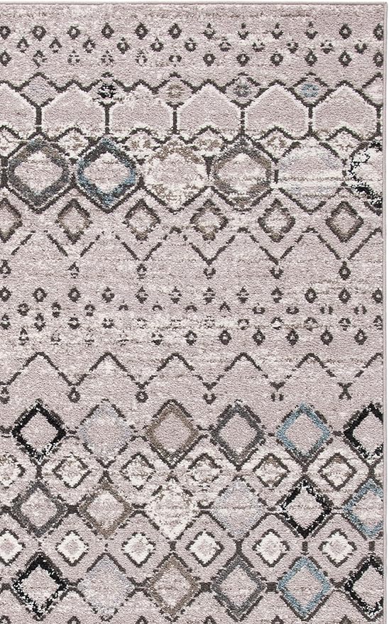 SAFAVIEH Amsterdam Collection Accent Rug - 3' x 5', Light Grey & Brown, Moroccan Boho Design, Non-Shedding & Easy Care, Ideal for High Traffic Areas in Entryway, Living Room, Bedroom (AMS108F)