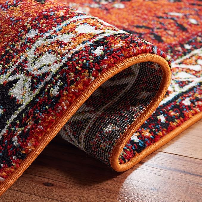 SAFAVIEH Vintage Hamadan Collection Accent Rug - 4' x 6', Orange & Red, Oriental Persian Design, Non-Shedding & Easy Care, Ideal for High Traffic Areas in Entryway, Living Room, Bedroom (VTH293P)