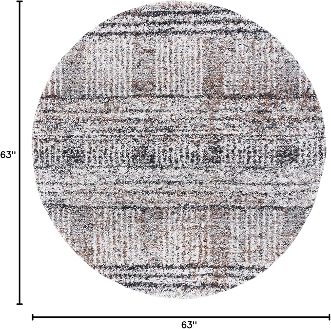 SAFAVIEH Jericho Shag Collection Area Rug - 5'3" Round, Black & Rust, Non-Shedding & Easy Care, 1.2-inch Thick, Ideal for The Living Room, Dining, Bedroom (JER100Z)