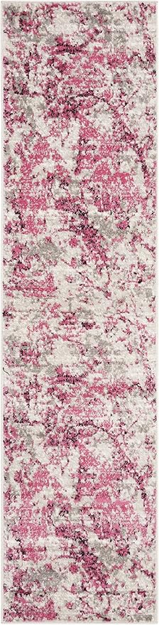 SAFAVIEH Skyler Collection 2' x 10' Pink / Ivory SKY186N Modern Abstract Non-Shedding Living Room Entryway Foyer Hallway Bedroom Runner Rug