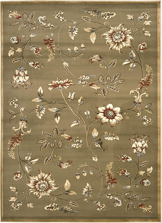 SAFAVIEH Lyndhurst Collection Accent Rug - 4' x 6', Green & Multi, Traditional Floral Design, Non-Shedding & Easy Care, Ideal for High Traffic Areas in Entryway, Living Room, Bedroom (LNH552-5291)