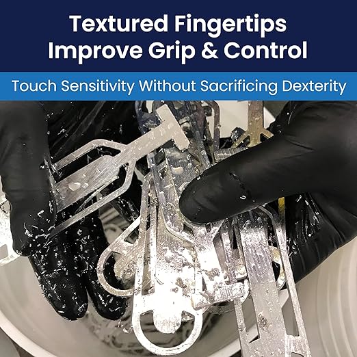 Adenna Dark Light Bulk Disposable Nitrile Gloves – 9 Mil, Heavy Duty Work Rubber Glove with Textured Grip, Non-Latex & Powder Free, Case of 1000, Medium, Black