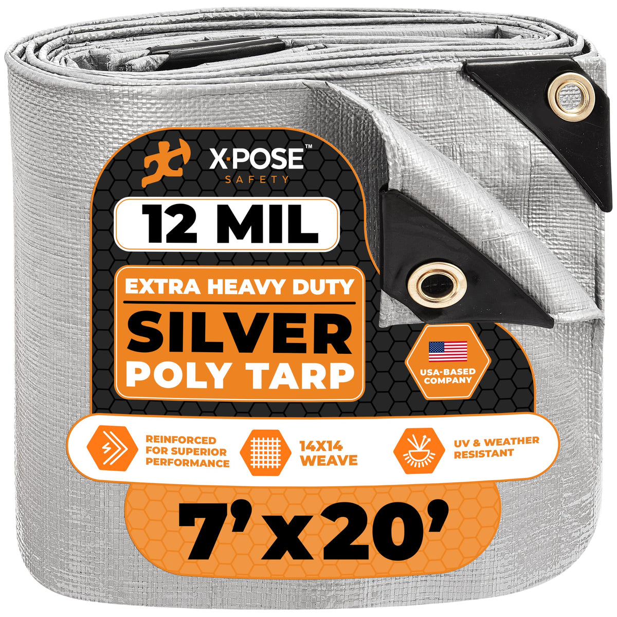 Heavy Duty Silver Poly Tarp 7' X 20' - Multipurpose Protective - Image 1