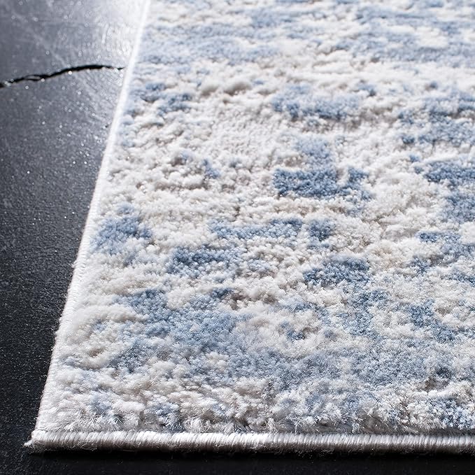 SAFAVIEH Amelia Collection Area Rug - 8' x 10', Grey & Blue, Modern Abstract Design, Non-Shedding & Easy Care, Ideal for High Traffic Areas in Living Room, Bedroom (ALA705F)