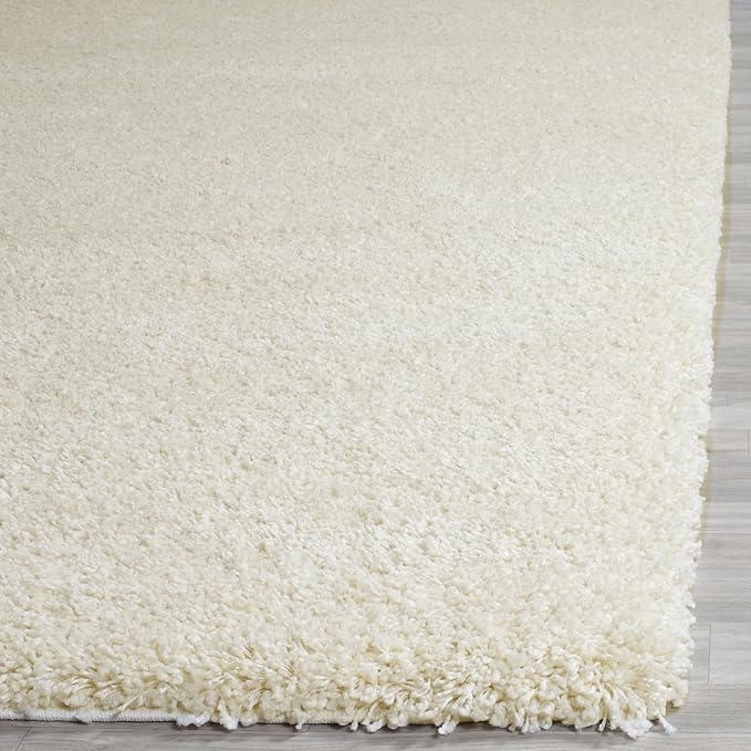 SAFAVIEH Santa Monica Shag Collection 8' x 10' Ivory SGN725 Solid Non-Shedding Living Room Bedroom Dining Room Entryway Plush 2-inch Thick Area Rug