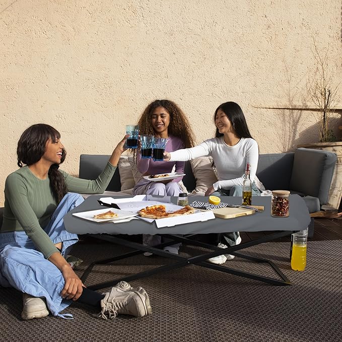 Covers & All Rectangle Table Top Cover, 12 Oz Waterproof UV & Weather Resistant Patio Table Cover, Outdoor Table Cover for Patio Furniture (75" L x 40" W x 5" H, Gray)