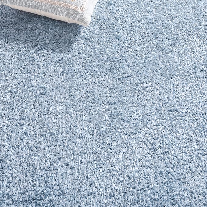 SAFAVIEH Lindsay Shag Collection Square Rug - 6'7" Square, Aqua, Contemporary Design, Ideal for High Traffic Areas in Bedroom, Dining Room & Kitchen (LNS560J-7SQ)