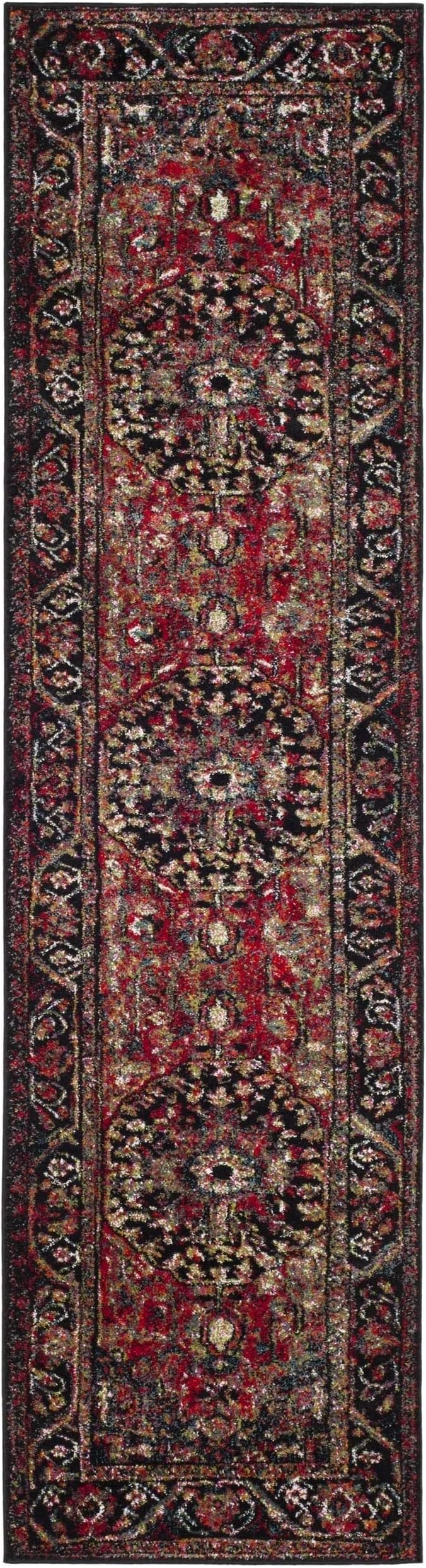 SAFAVIEH Vintage Hamadan Collection Runner Rug - 2'3" x 20', Red & Multi, Oriental Traditional Persian Design, Non-Shedding & Easy Care, Ideal for High Traffic Areas in Living Room, Bedroom (VTH215A)