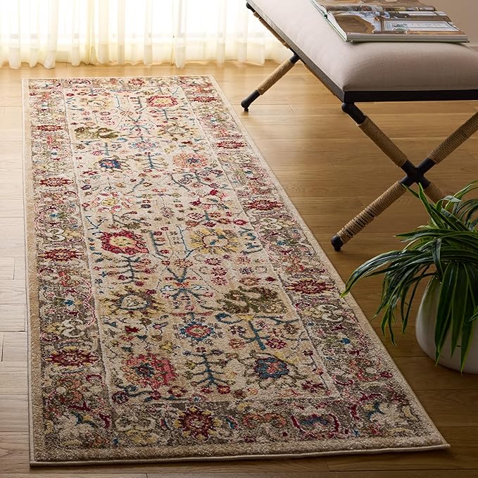 SAFAVIEH Kashan Collection Runner Rug - 2'6" x 8', Beige & Taupe, Traditional Oriental Design, Non-Shedding & Easy Care, Ideal for High Traffic Areas in Living Room, Bedroom (KSN303K)