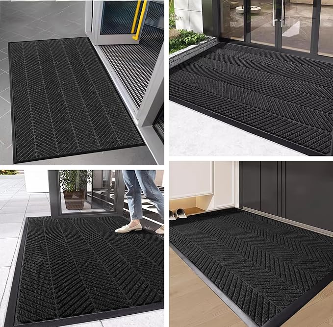 Front Door Mat,3'x4' Commercial Floor Mat Indoor Outdoor Entrance, Heavy Duty Welcome Mat, Rubber Backing Non Slip Doormat for Entryway, Large Entry Rug for Home Office Business Areas