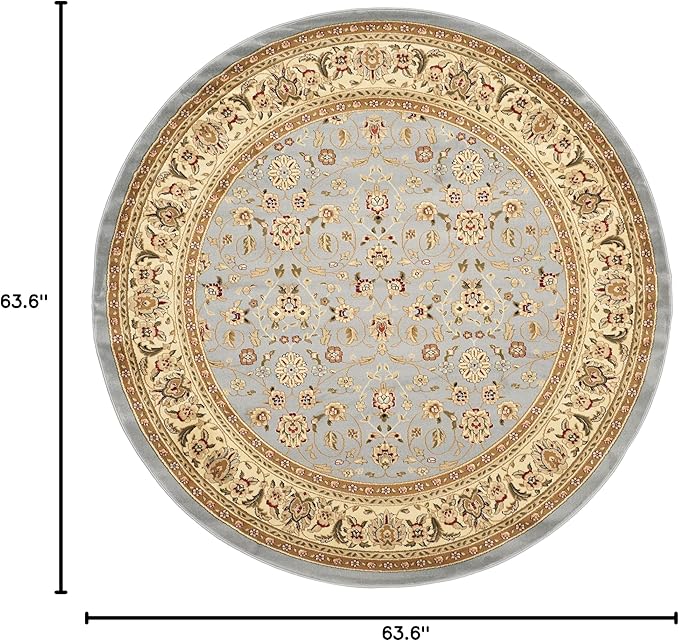 SAFAVIEH Lyndhurst Collection Area Rug - 5'3" Round, Light Blue & Ivory, Traditional Oriental Design, Non-Shedding & Easy Care, Ideal for High Traffic Areas in Living Room, Bedroom (LNH312B)