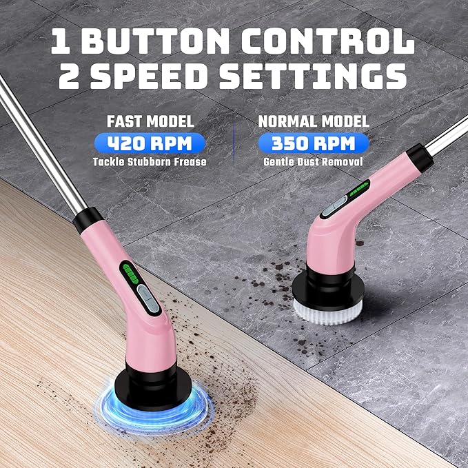 2 Pieces Electric Spin Scrubber - Cordless Bathroom Scrubber with 7 Brush Heads - Dual Speed IPX7 Waterproof Power Scrubber for Heavy-Duty Bathtub, Glass, Tile, and Car Cleaning