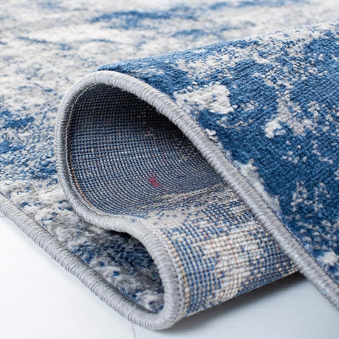SAFAVIEH Brentwood Collection Accent Rug - 2' x 4', Grey & Navy, Modern Abstract Design, Non-Shedding & Easy Care, Ideal for High Traffic Areas in Entryway, Living Room, Bedroom (BNT822G)