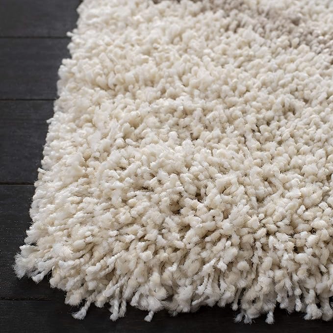 SAFAVIEH Hudson Shag Collection Area Rug - 7' Square, Ivory & Beige, Modern Trellis Design, Non-Shedding & Easy Care, 2-inch Thick Ideal for High Traffic Areas in Living Room, Bedroom (SGH281D)