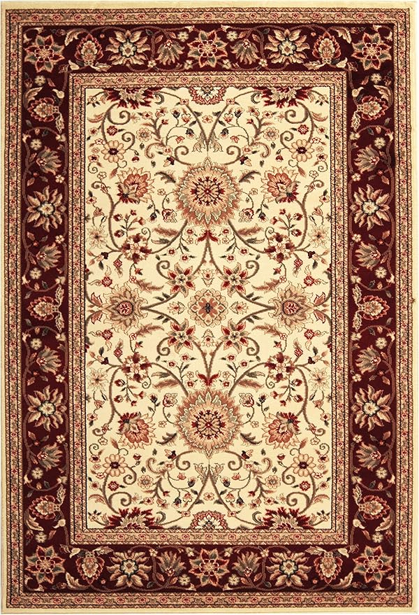 SAFAVIEH Lyndhurst Collection Accent Rug - 4' x 6', Ivory & Red, Traditional Oriental Design, Non-Shedding & Easy Care, Ideal for High Traffic Areas in Entryway, Living Room, Bedroom (LNH212K)