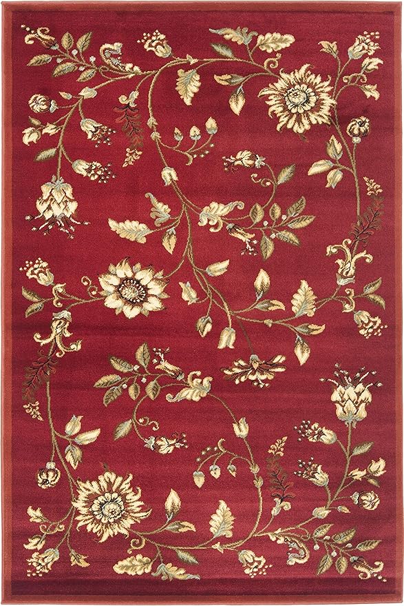 SAFAVIEH Lyndhurst Collection Accent Rug - 3'3" x 5'3", Red & Multi, Traditional Floral Design, Non-Shedding & Easy Care, Ideal for High Traffic Areas in Entryway, Living Room, Bedroom (LNH552-4091)