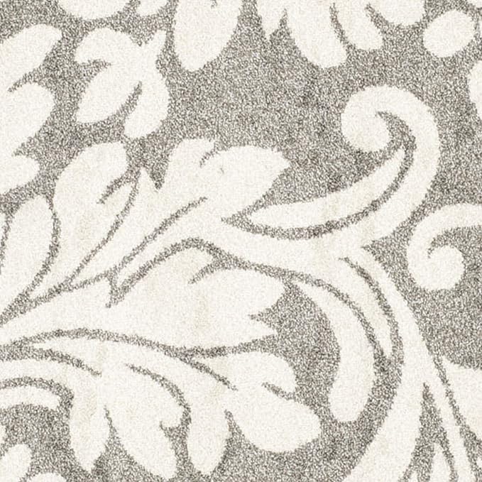SAFAVIEH Amherst Collection 7' Round Dark Grey/Beige AMT425R Floral Non-Shedding Dining Room Entryway Foyer Living Room Bedroom Area Rug