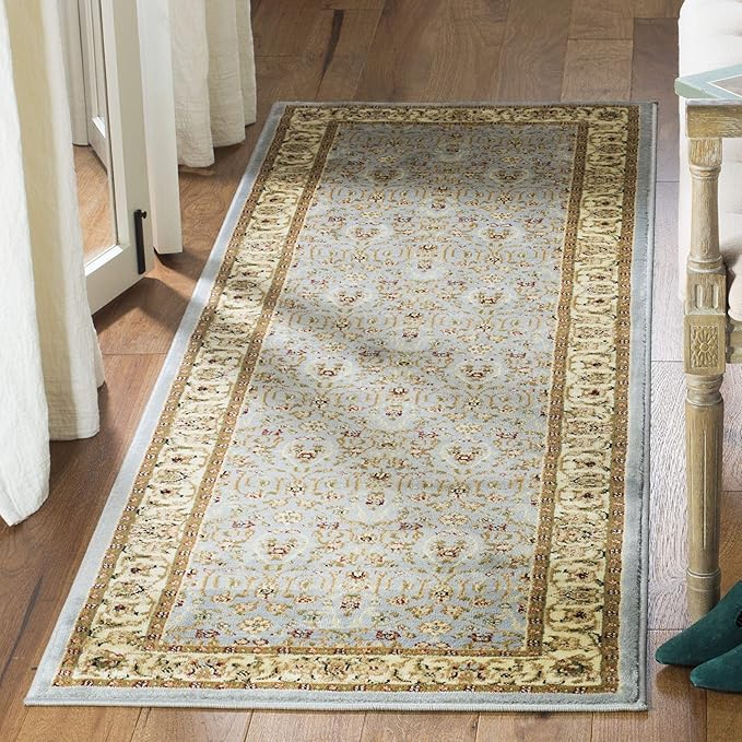 SAFAVIEH Lyndhurst Collection Runner Rug - 2'3" x 11', Light Blue & Ivory, Traditional Oriental Design, Non-Shedding & Easy Care, Ideal for High Traffic Areas in Living Room, Bedroom (LNH312B)