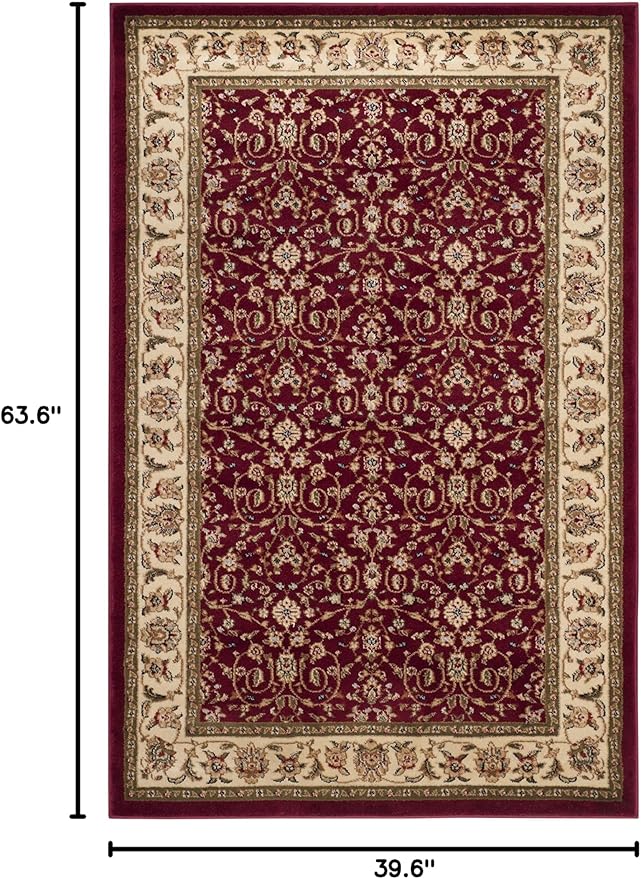 SAFAVIEH Lyndhurst Collection Accent Rug - 3'3" x 5'3", Red & Ivory, Traditional Oriental Design, Non-Shedding & Easy Care, Ideal for High Traffic Areas in Entryway, Living Room, Bedroom (LNH312A)