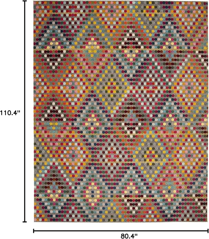 SAFAVIEH Monaco Collection Area Rug - 6'7" x 9'2", Multi & Beige, Boho Diamond Design, Non-Shedding & Easy Care, Ideal for High Traffic Areas in Living Room, Bedroom (MNC204F)