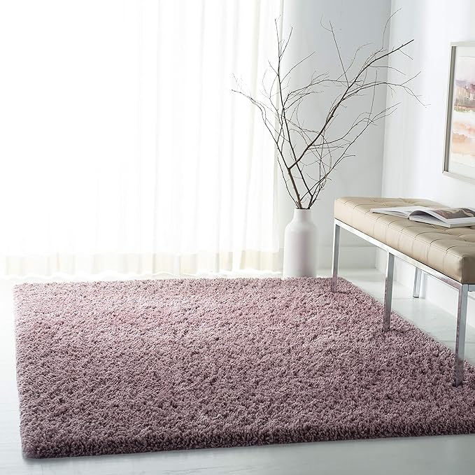 SAFAVIEH Fontana Shag 800 Collection Area Rug - 6'7" x 9', Pink, Shag & Flokati Design, Ideal for High Traffic Areas in Living Room, Bedroom & Dining Room (FNT800U-6)