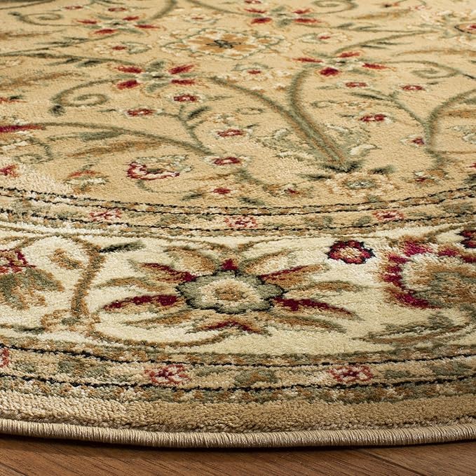 SAFAVIEH Lyndhurst Collection 8' Round Beige/Ivory LNH212D Traditional Oriental Non-Shedding Dining Room Entryway Foyer Living Room Bedroom Area Rug