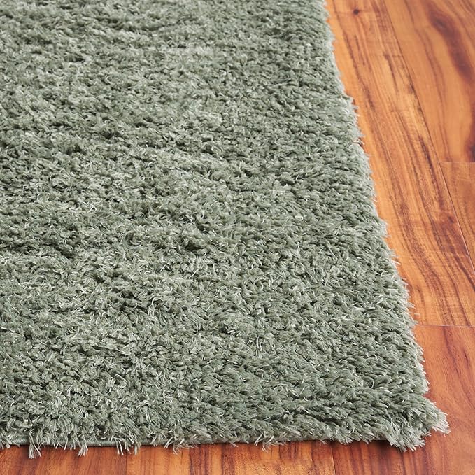 SAFAVIEH Lindsay Shag Collection Runner Rug - 2'2" x 10', Green, Non-Shedding, 1.8-inch Thick, Ideal for Living Room, Hallway, Foyer, Bedroom (LNS560Y-210)