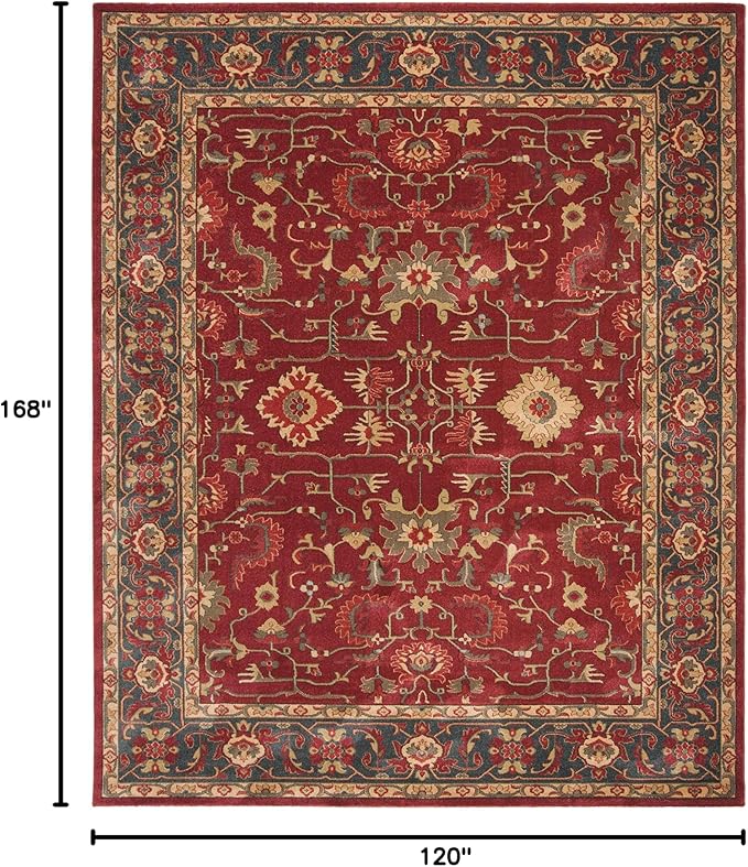SAFAVIEH Mahal Collection Area Rug - 10' x 14', Red & Navy, Traditional Oriental Design, Non-Shedding & Easy Care, Ideal for High Traffic Areas in Living Room, Bedroom (MAH693F)