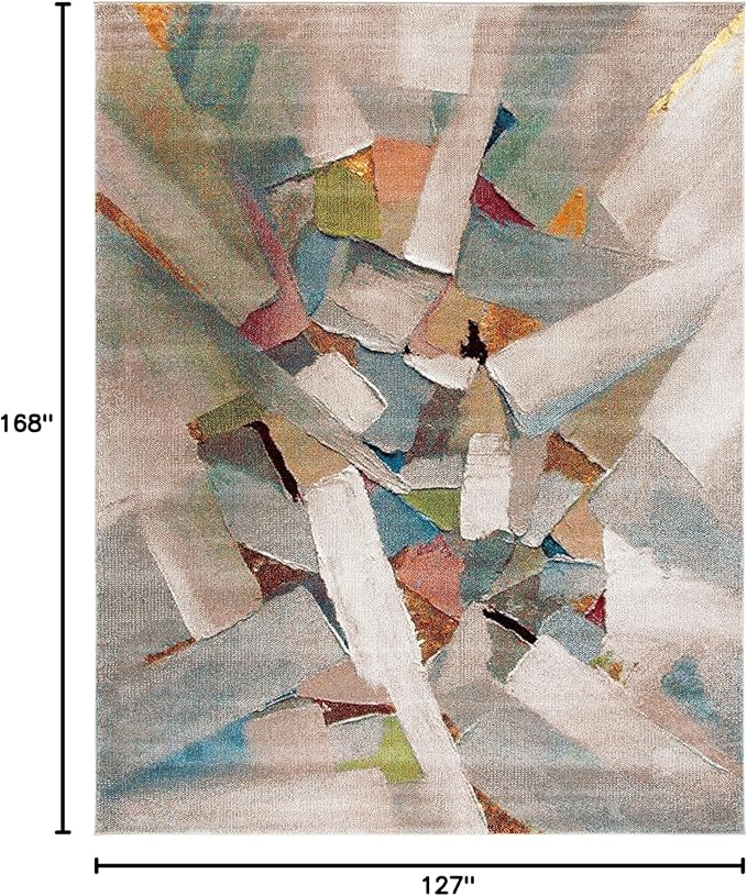 SAFAVIEH Porcello Collection Area Rug - 10'6" x 14', Grey & Multi, Modern Abstract Design, Non-Shedding & Easy Care, Ideal for High Traffic Areas in Living Room, Bedroom (PRL6937B)