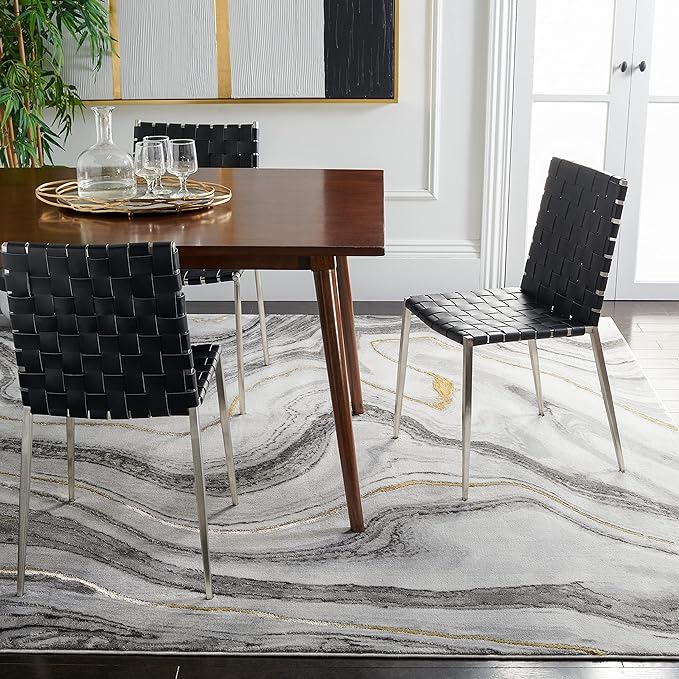 SAFAVIEH Craft Collection X-Large Area Rug - 12' x 15', Grey & Gold, Modern Abstract Design, Non-Shedding & Easy Care, Ideal for High Traffic Areas in Living Room, Bedroom (CFT819F)