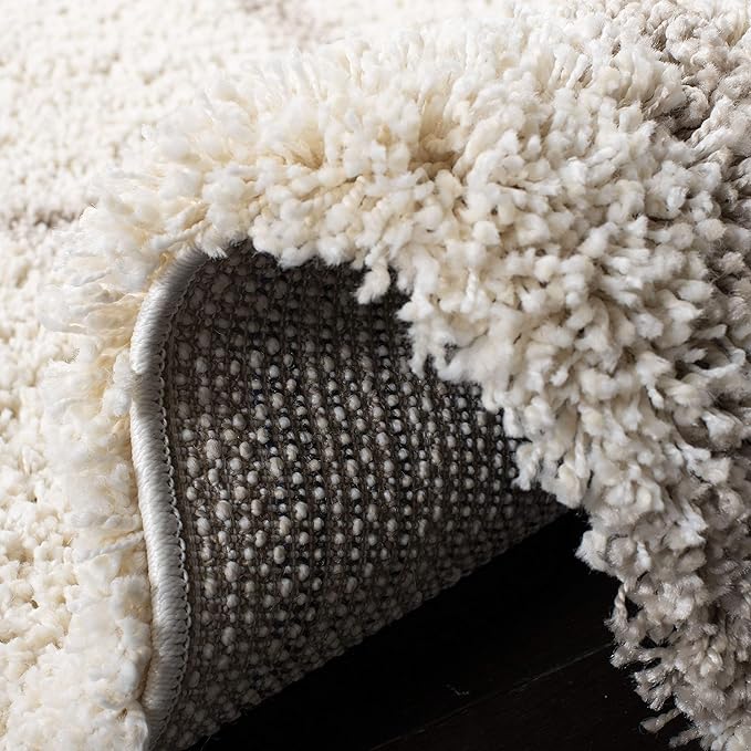 SAFAVIEH Hudson Shag Collection Accent Rug - 3' x 5', Ivory & Beige, Modern Trellis Design, Non-Shedding & Easy Care, 2-inch Thick Ideal for High Traffic Areas in Foyer, Living Room, Bedroom (SGH281D)