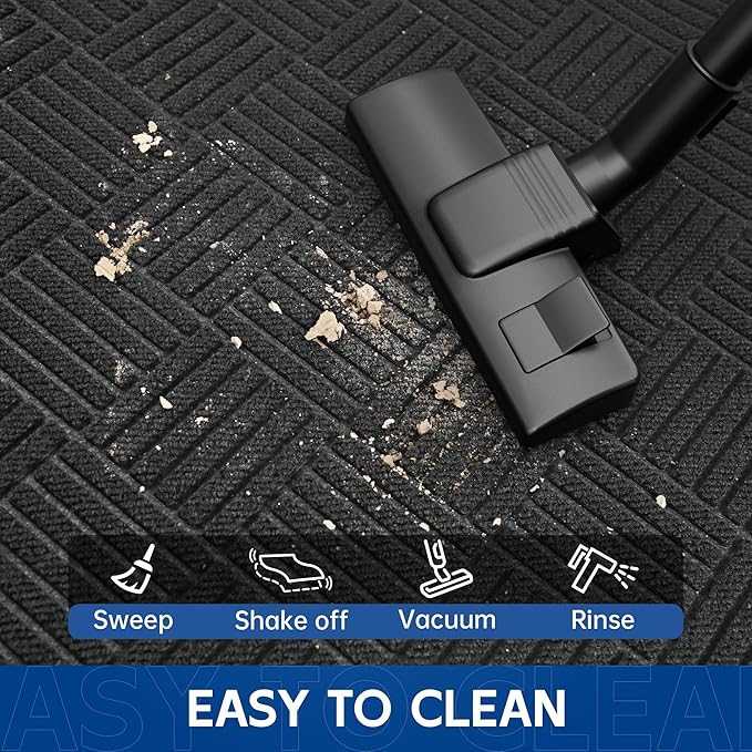 Durable Indoor Outdoor Door Mat, 4' x 6' Heavy Duty Front Door Mat for Entryway, Non-Slip Backing, Stain and Fade Resistant, Absorbent Commercial Floor Mat for High Traffic Area, Black