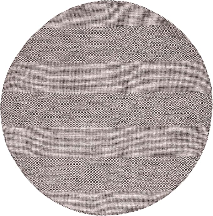 SAFAVIEH Montauk Collection 4' Round Ivory/Anthracite MTK330N Handmade Flatweave Boho Farmhouse Cotton Entryway Foyer Living Room Bedroom Kitchen Area Rug