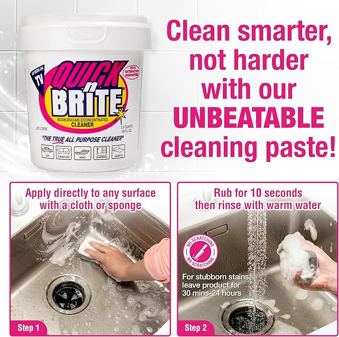 Quick 'n Brite All Purpose Cleaning Paste - Pet-Safe Miracle Cleaner for Tough Stains