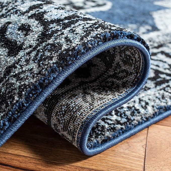 SAFAVIEH Vintage Hamadan Collection Accent Rug - 2'3" x 4', Blue & Grey, Oriental Persian Design, Non-Shedding & Easy Care, Ideal for High Traffic Areas in Entryway, Living Room, Bedroom (VTH219M)