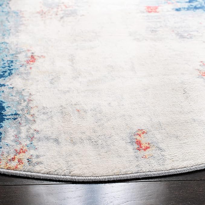 SAFAVIEH Jasper Collection 3' Round Grey / Red JSP101C Modern Abstract Non-Shedding Dining Room Entryway Foyer Living Room Bedroom Area Rug