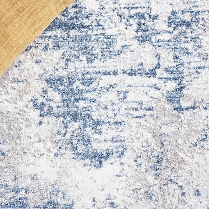 SAFAVIEH Amelia Collection Accent Rug - 4' x 6', Dark Blue & Grey, Modern Abstract Design, Non-Shedding & Easy Care, Ideal for High Traffic Areas in Living Room, Bedroom, Dining (ALA705M-4)