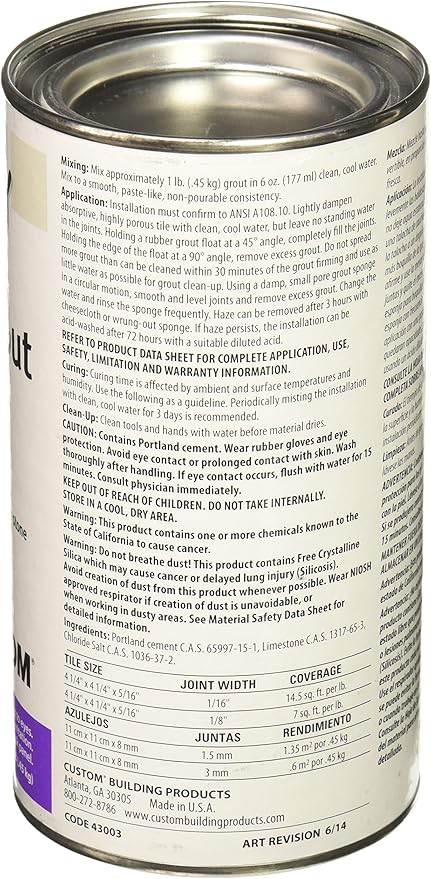 Custom Building Product WDG1 1lb White Non-Sanded Tile Grout