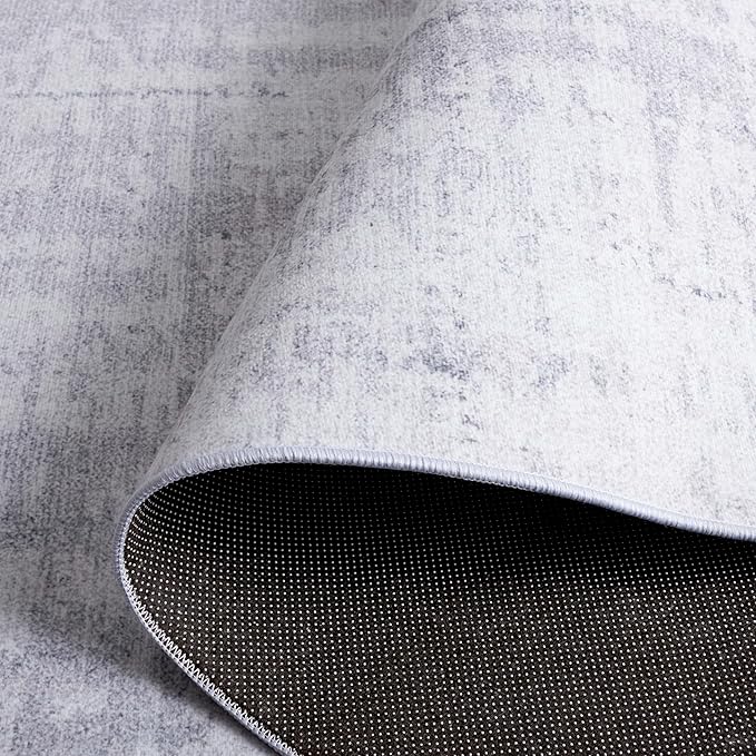 SAFAVIEH Washable Rug Tacoma Collection - 8' x 10', Light Grey & Grey, Slip Resistant & Easy to Clean, Ideal for Living Room, Bedroom, Home Office, Dining Space (TAC857F)