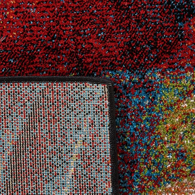 SAFAVIEH Glacier Collection 4' x 6' Red/Green GLA126Q Modern Abstract Non-Shedding Living Room Bedroom Accent Rug