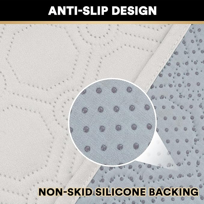 PrinceDeco Waterproof Couch Cover for 3 Cushion Sofa Diamond Quilted Pattern Couch Sofa Cover for Dogs Furniture Protector Cover with Elastic Straps for Pet Cat (Sofa,Beige)